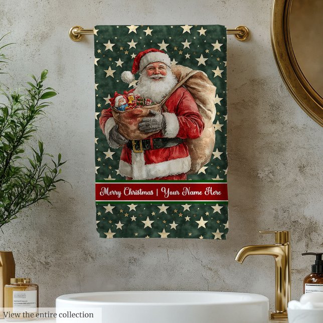 Vintage Santa Bath Towel Set for Christmas (Vintage Santa Bath Towel Set for Christmas)