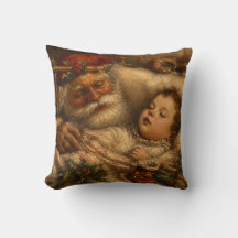 Vintage Santa Bedtime Christmas Oil Painting