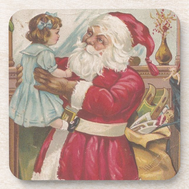 vintage Santa Beverage Coaster (Front)