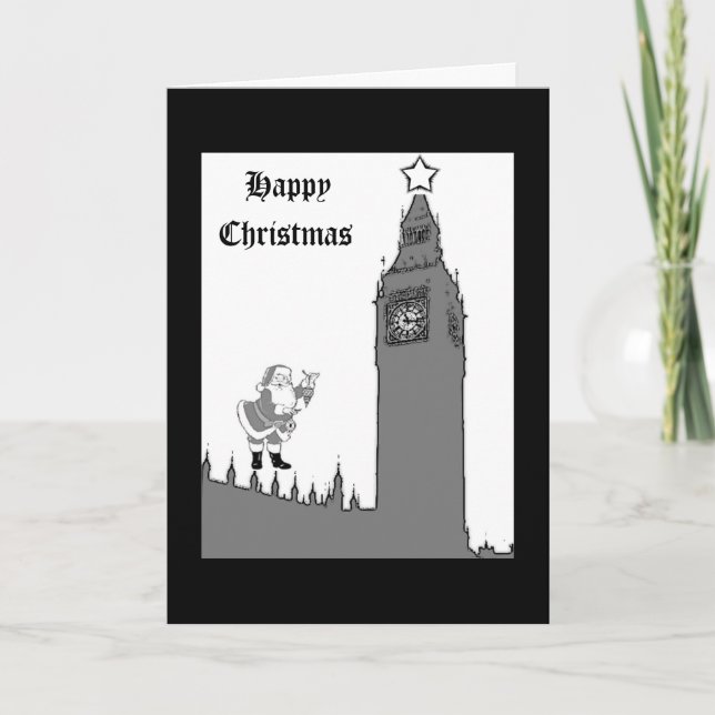 Vintage Santa Big Ben London Christmas Card (Front)