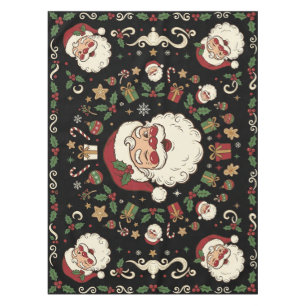 Vintage Santa Black Christmas  Tablecloth