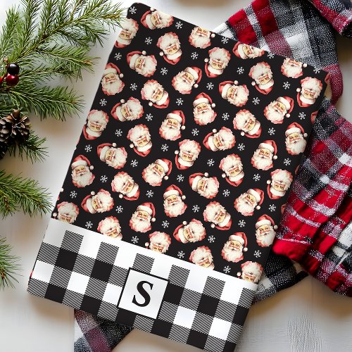 Christmas Kitchen Towels 4 Vintage Santa Black Gingham Monogrammed Christmas Kitchen Towel