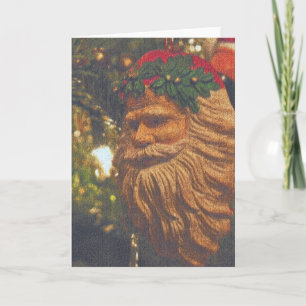 Vintage Santa Blank Inside Christmas Holiday Card