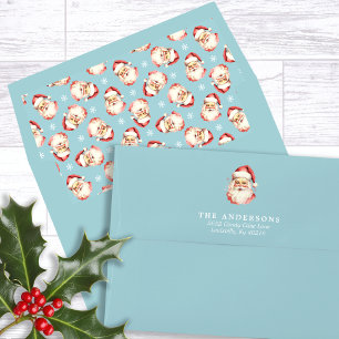 Vintage Santa Blue Christmas Address Design Envelope