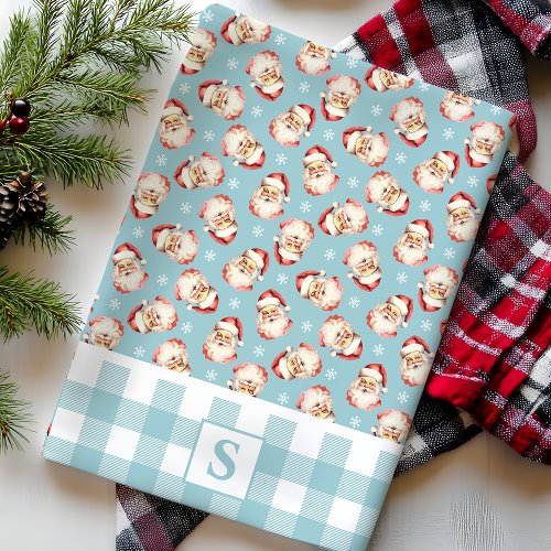 Christmas Kitchen Towels 18 Vintage Santa Blue Gingham Monogrammed Christmas Kitchen Towel