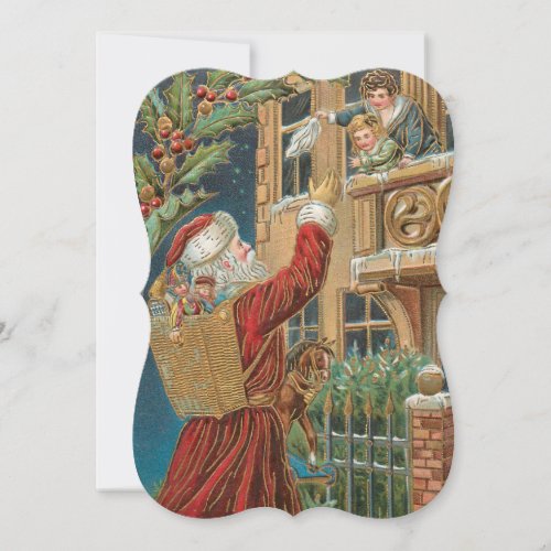 Vintage Santa Bringing Presents Holiday Card