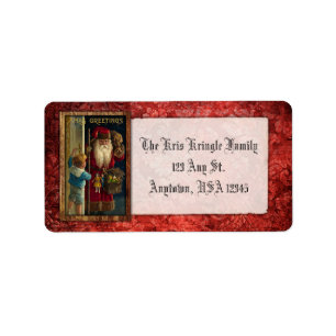 Vintage Santa Bringing Toys Label