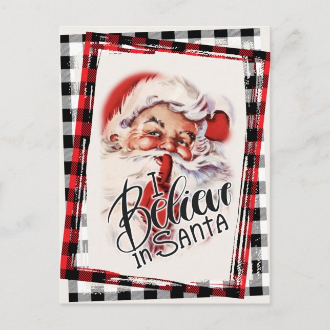 Vintage Santa Buffalo Country Christmas Greeting Postcard (Front)