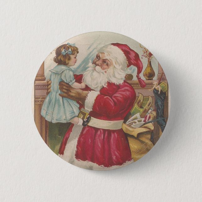 Vintage Santa Button (Front)