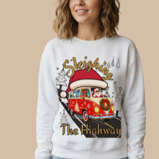 Vintage Santa Camper Van Christmas Design Sweatshirt