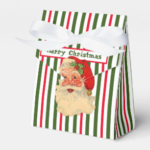 Vintage Santa & Candy Cane Stripes Favor Box