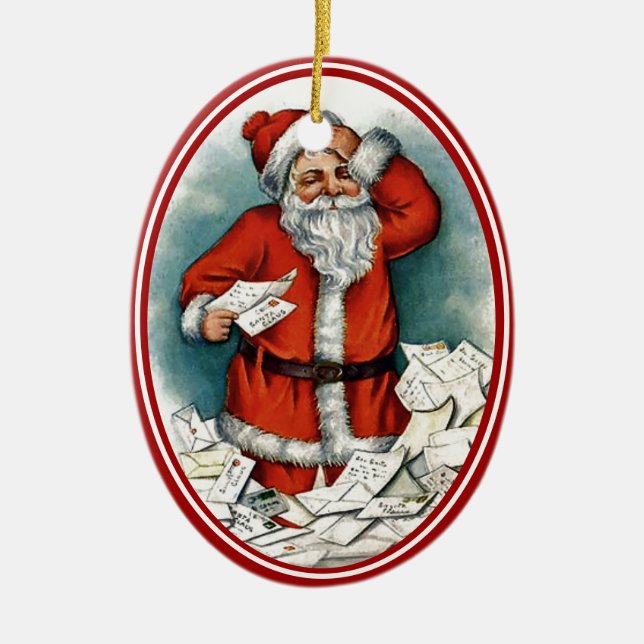 Vintage Santa Ceramic Ornament (Front)