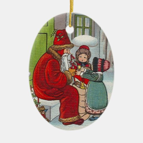 Vintage Santa Ceramic Ornament