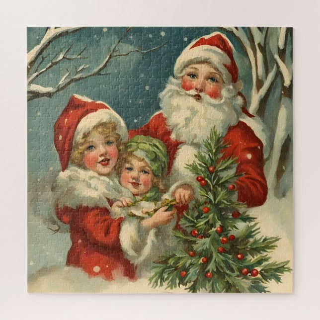 Vintage Santa, Children and Christmas Tree  Jigsaw Puzzle (Vertical)