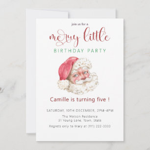 Vintage Santa Christmas birthday Party Invitation