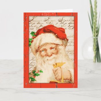 Vintage Santa Christmas Card by ChristmasBellsRing at Zazzle