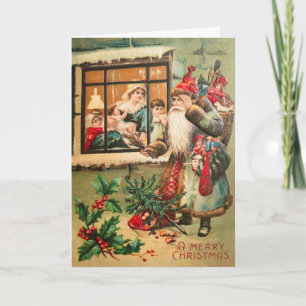Vintage Santa Christmas Card, Customize it Holiday Card