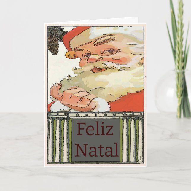 Vintage Santa Christmas edit text Holiday Card (Front)