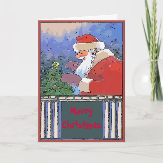 Vintage Santa Christmas edit text Holiday Card (Front)