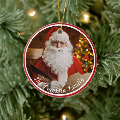 Vintage Santa Christmas Family Personalize Ceramic Ornament