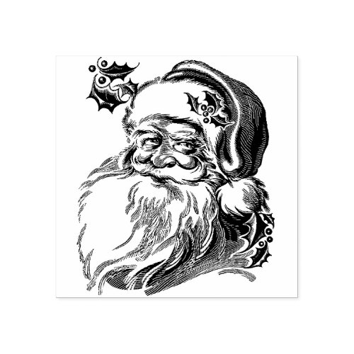 Vintage Santa Christmas Gift Rubber Stamp