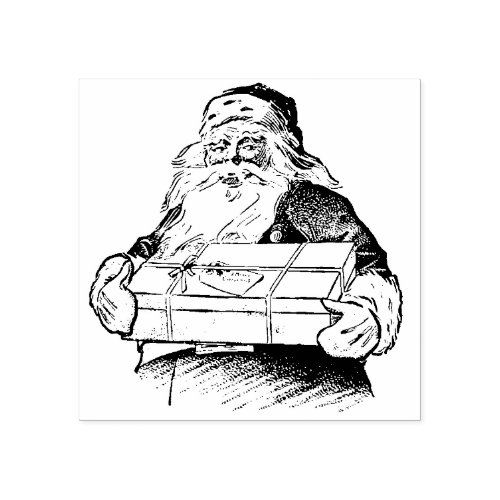 Vintage Santa Christmas Gift Rubber Stamp