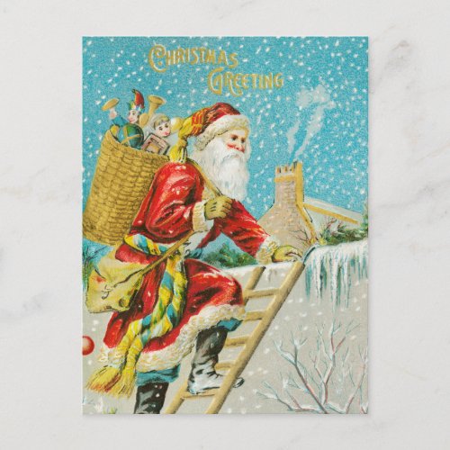 Vintage Santa Christmas Greeting Postcard