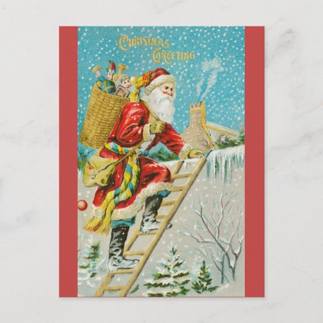 Vintage Santa Christmas Greetings Postcard (Front)