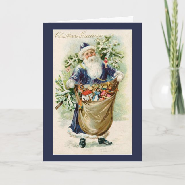 Vintage Santa Christmas Holiday Card (Front)