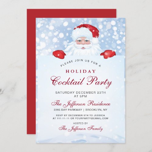 Vintage Santa Christmas Holiday Cocktail Party Invitation