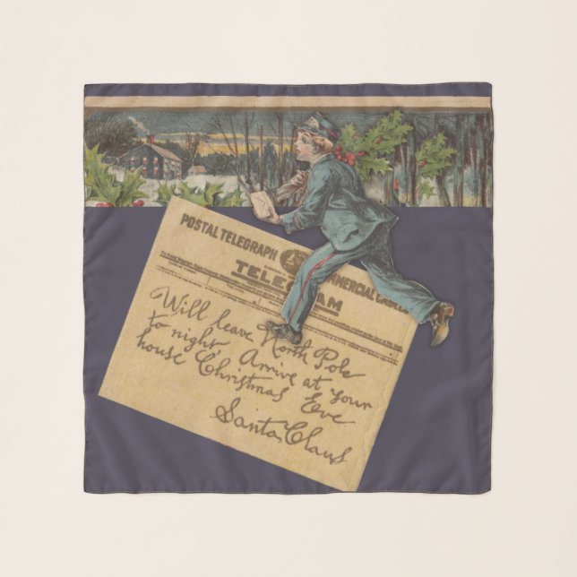 Vintage Santa Christmas Letter Scarf (Front)