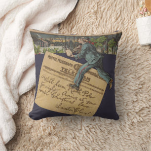 Vintage Santa Christmas Letter Throw Pillow