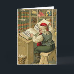 Vintage Santa Christmas List Note Card<br><div class="desc">Vintage / Retro / Victorian Christmas note card.  Santa checking his Christmas list!</div>