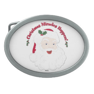 Vintage Santa Christmas Miracles Happen! Belt Buckle