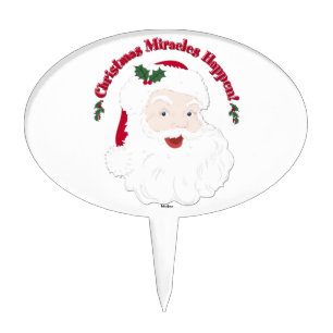 Vintage Santa Christmas Miracles Happen! Cake Topper