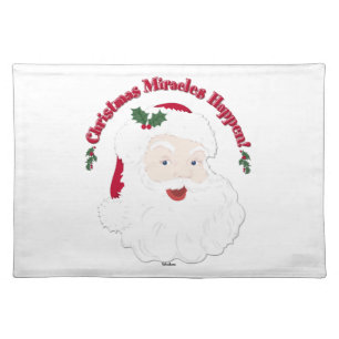 Vintage Santa Christmas Miracles Happen! Cloth Placemat