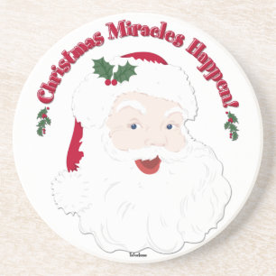 Vintage Santa Christmas Miracles Happen! Sandstone Coaster