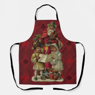 Vintage Santa Christmas Music Singing Apron