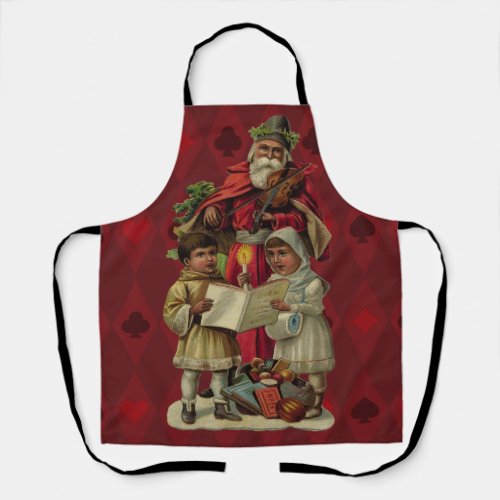 Vintage Santa Christmas Music Singing Apron