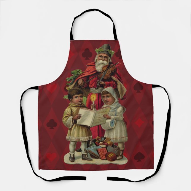Vintage Santa Christmas Music Singing Apron (Front)