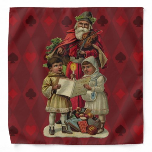 Vintage Santa Christmas Music Singing Bandana