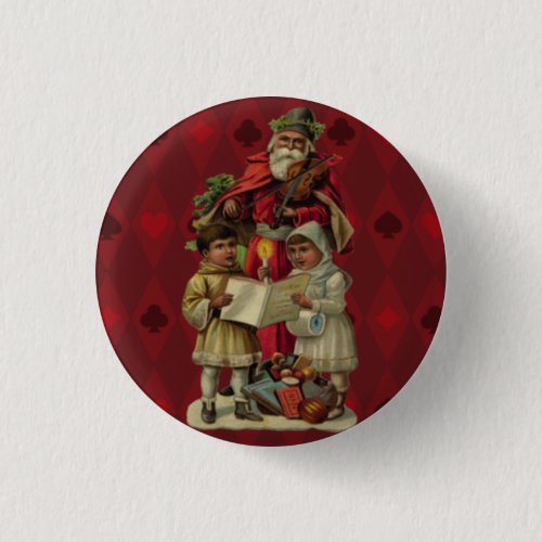 Vintage Santa Christmas Music Singing Button