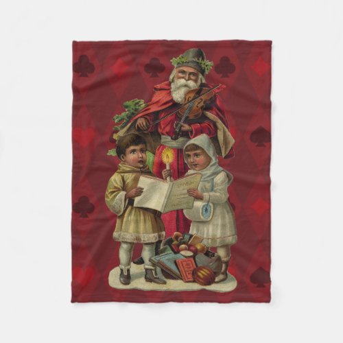 Vintage Santa Christmas Music Singing Fleece Blanket