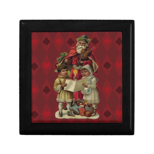 Vintage Santa Christmas Music Singing Gift Box