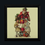 Vintage Santa Christmas Music Singing Jewelry Box<br><div class="desc">Vintage Santa Claus Playing the Violin Santa Claus is having great fun in this reproduction of a vintage Christmas card. He's playing a violin as the two children in front of him are holding a candle, reading the sheet music, and singing along with a wonderful Christmas song. At their feet...</div>