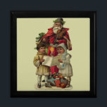 Vintage Santa Christmas Music Singing Jewelry Box<br><div class="desc">Vintage Santa Claus Playing the Violin Santa Claus is having great fun in this reproduction of a vintage Christmas card. He's playing a violin as the two children in front of him are holding a candle, reading the sheet music, and singing along with a wonderful Christmas song. At their feet...</div>