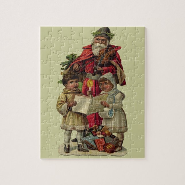Vintage Santa Christmas Music Singing Jigsaw Puzzle (Vertical)