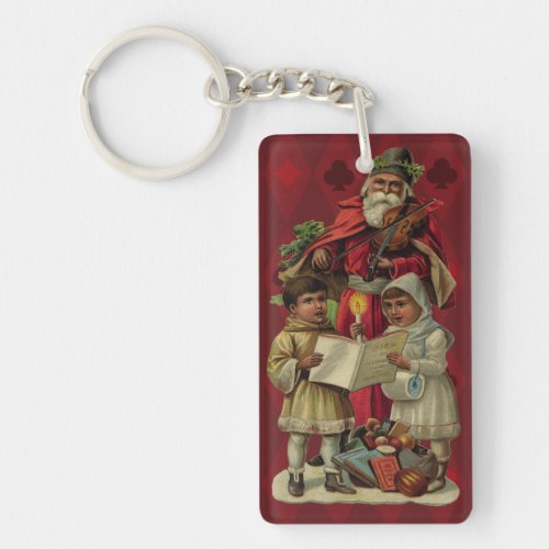 Vintage Santa Christmas Music Singing Keychain