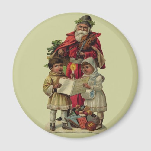 Vintage Santa Christmas Music Singing Magnet