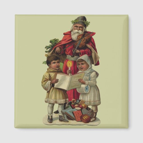 Vintage Santa Christmas Music Singing Magnet